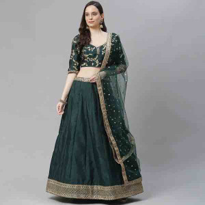 Green Art Silk Aline Lehenga