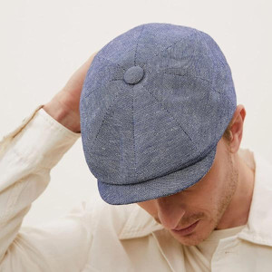 Men Blue Cotton Ascot Cap