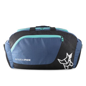 Blue & Black Colourblocked Travel Duffel Bag